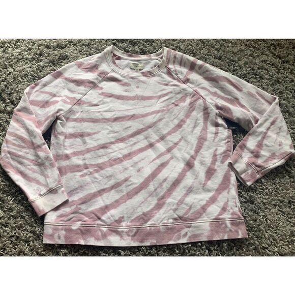 NWT Lucky Brand BOHO Pink White Tie Dye Crew Neck Pull Over Sweatshirt sz XL - Picture 1 of 5